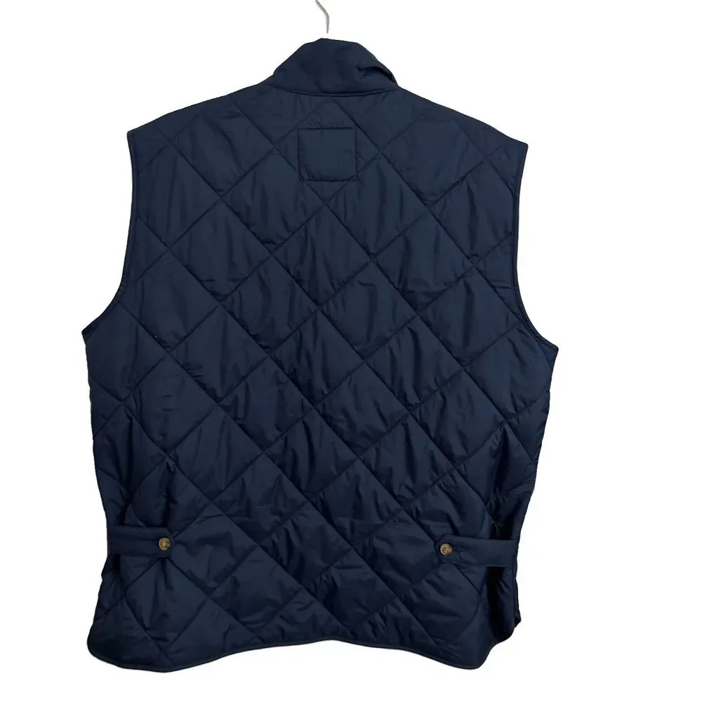 J. Crew Vest Mens Large Navy Blue Quilted Full Zip Preppy Jacket Outdoor